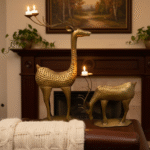 Majestic Golden Reindeer Metal Candle Holders