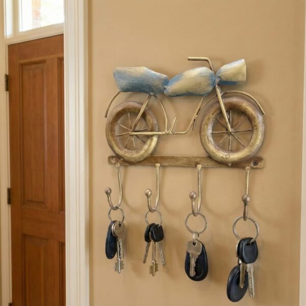 Vintage Bike Design Metal Wall Key Holder