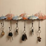 Umbrella Design Metal Wall Key Holder with 6 Hooks
